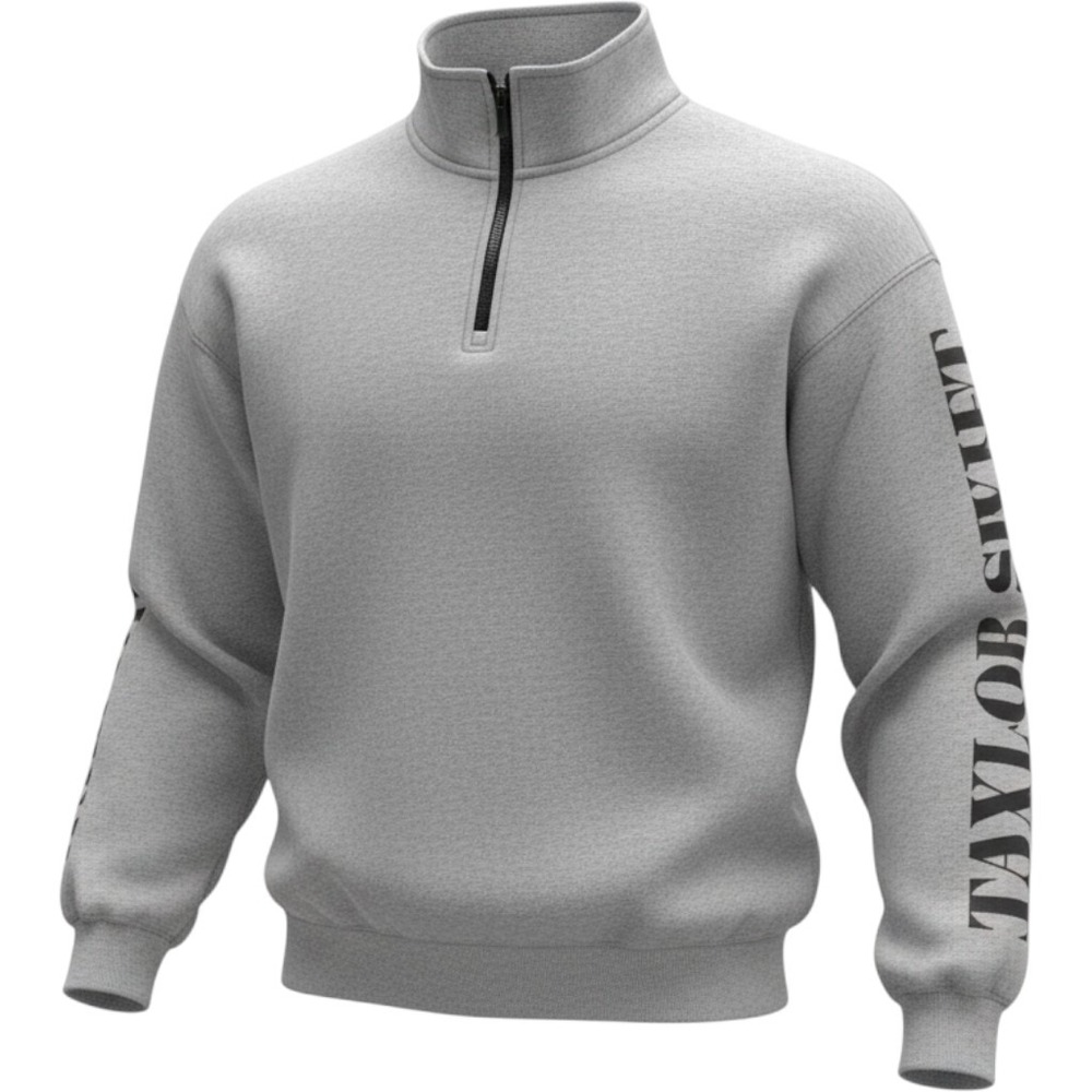 Taylor Swift The Eras Tour Quarter Zip Pullover Gray Graphic Sweatshirt Large